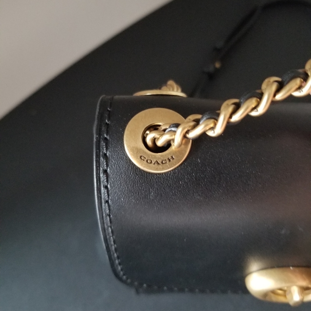 Coach Black Backpack with Gold Chain - Picture 8 of 9